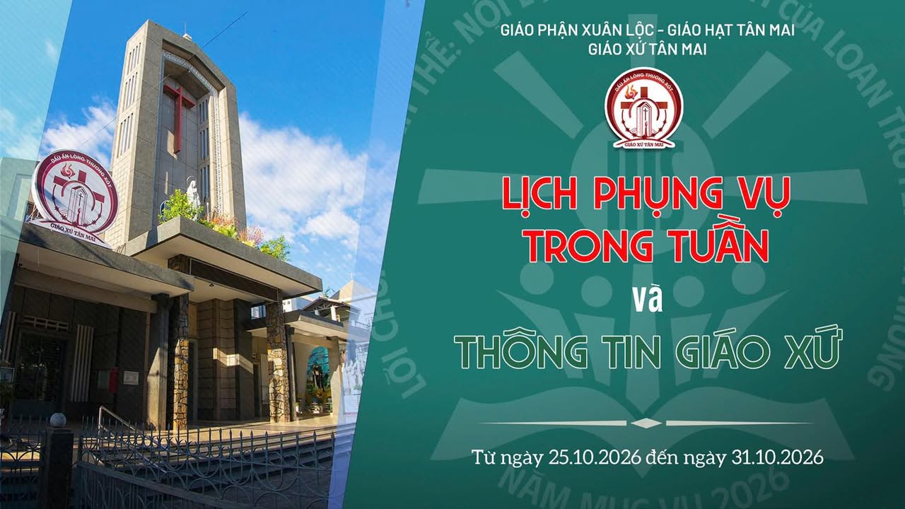 LỊCH PHỤNG VỤ TRONG TUẦN TỪ NGÀY 25/10/2026 ĐẾN NGÀY 31/10/2026: